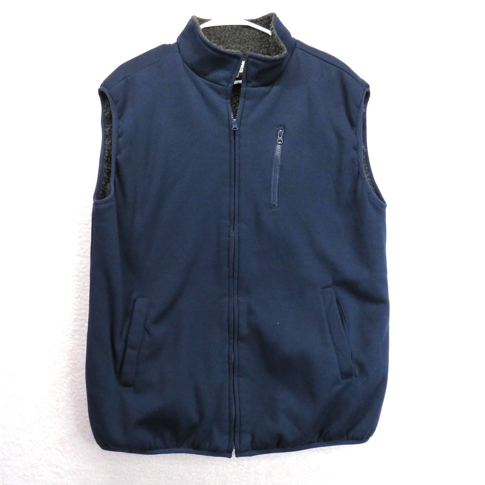 Duke Haband Vest Mens‎ Medium Blue Fleece Lined Sherpa Zip Front Pockets
